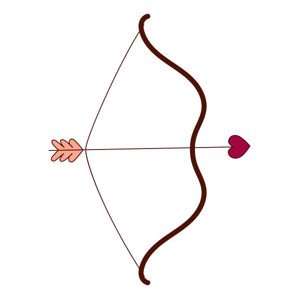 情人节手绘的丘比特蝴蝶结。海报、贺卡、横幅和邀请函的设计元素。图片下载