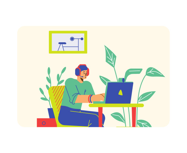 外包或自由职业者在笔记本电脑上工作，坐在桌子上的平面矢量隔离。图片下载