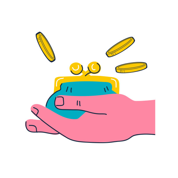 手握钱包或钱包在手，平面卡通矢量插图孤立。图片下载