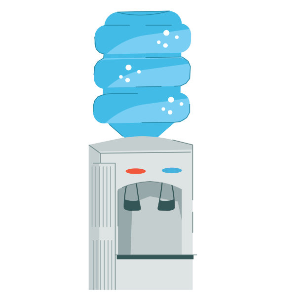 饮水机垂直装置，配有一瓶纯净水。图片下载