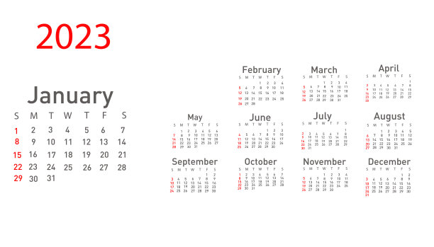 2023年矢量插图日历图片下载