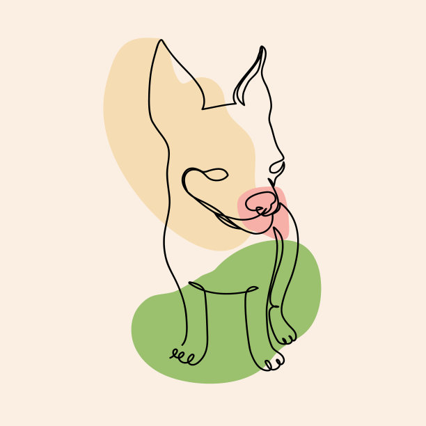 可爱的吉娃娃小狗与彩色斑点贺卡插图图片下载