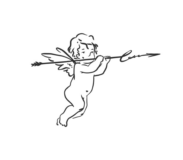 手绘矢量抽象图形插画情人节设计元素，抽象爱情天使丘比特箭。爱设计概念大纲图标。情人节美丽的设计理念孤立。图片下载