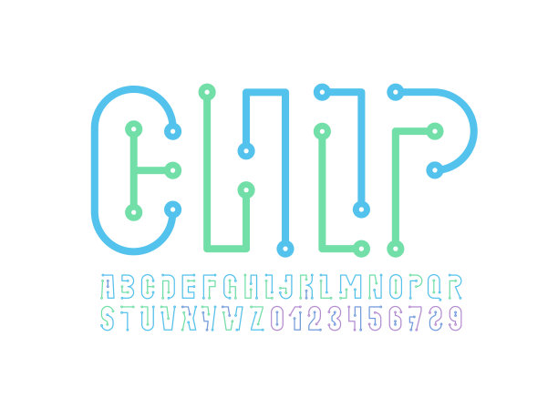 数字技术字体，未来科技字母，用于电路，游戏，科幻和科学科目，工程未来风格图片下载