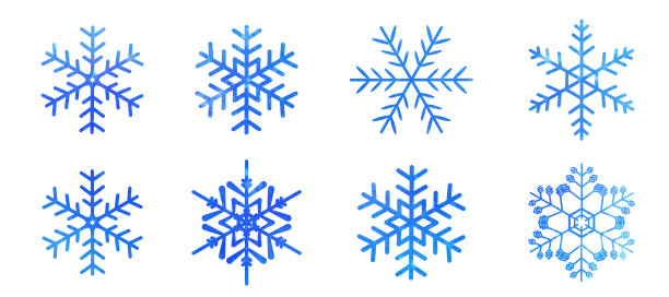 蓝色闪闪发光的雪花的插图图片下载