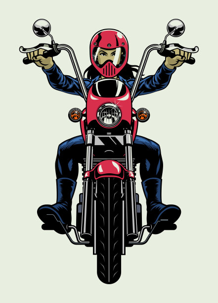 骑着大摩托车的女摩托车手图片下载