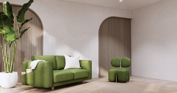 无印良品沙发扶手椅客厅空日式风格。图片下载