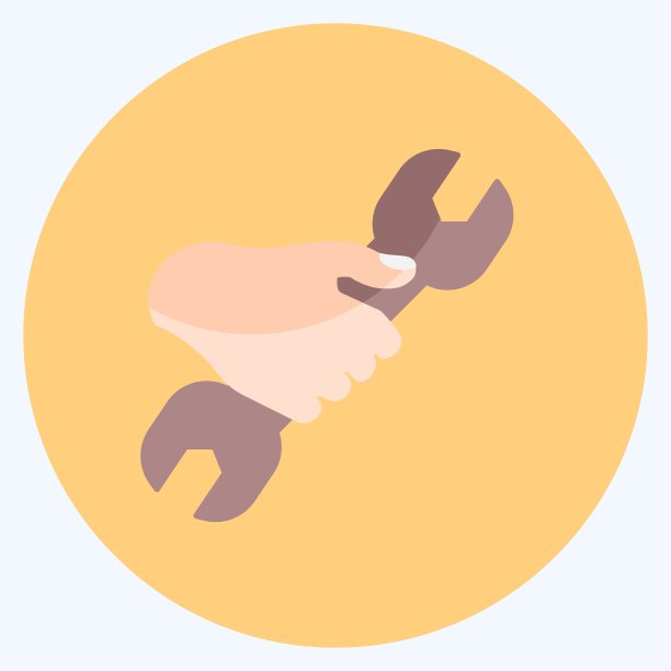 拿着扳手图标。适用于手部动作符号。平的风格。简单的设计可编辑。设计模板向量。简单的符号说明图片下载