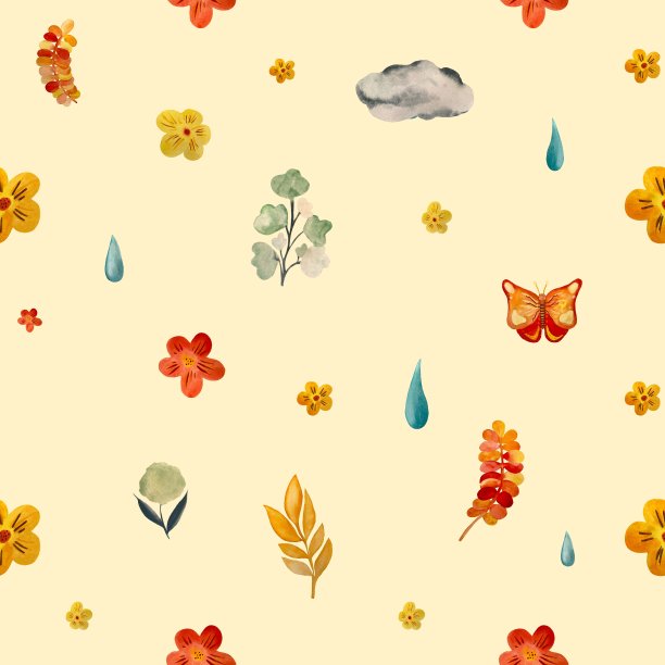 花蝴蝶滴云米色无缝模式图片下载