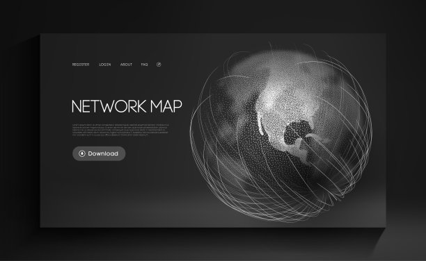 网络地图世界全球矢量。数字地球技术背景。全球社交网络。摘要向量背景。网页设计图片下载
