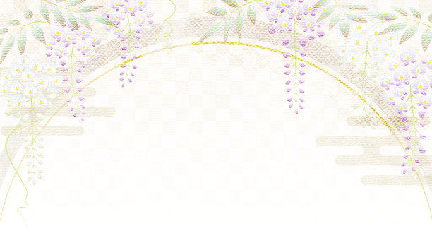 紫藤花的传统日本和服图案，御禅风格，复制空间可用图片下载