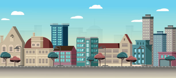 有欧洲建筑的城市街道图片下载