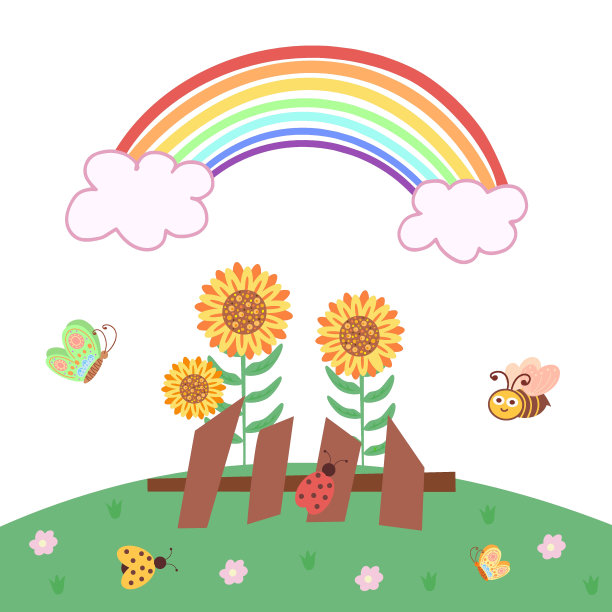 向日葵和彩虹图片下载