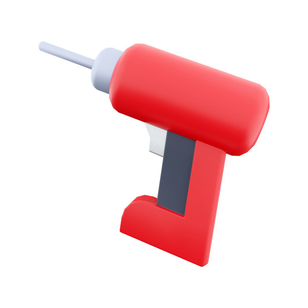 可充电和无绳钻在白色背景上的3D渲染。三维渲染，钻图标图片下载