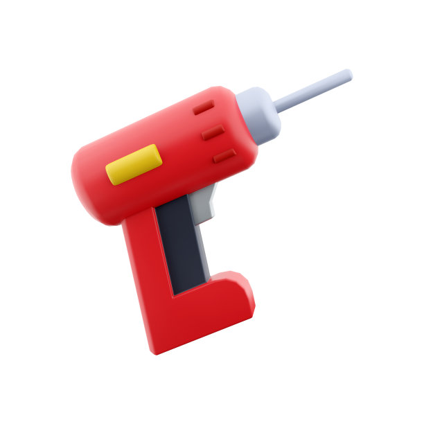 可充电和无绳钻在白色背景上的3D渲染。三维渲染，钻图标图片下载