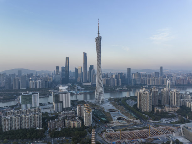 中国广州全景天际线航拍照片图片下载