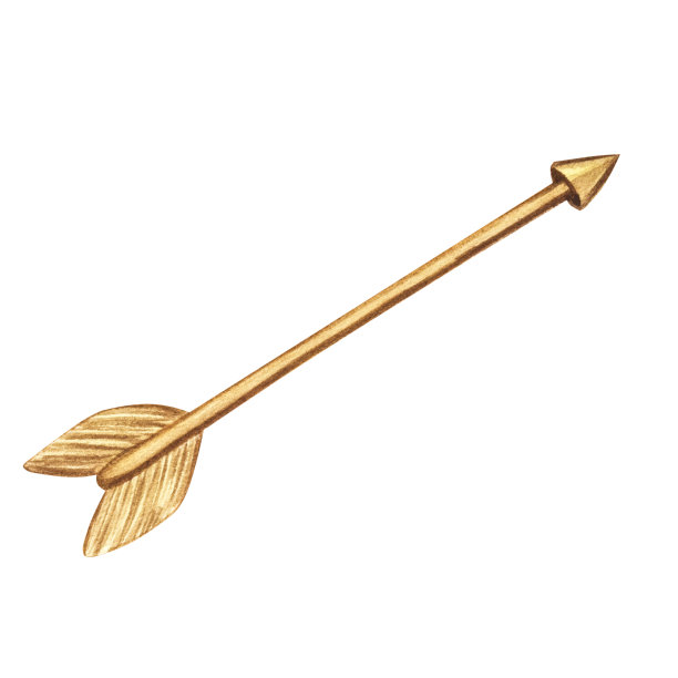 丘比特的金箭。手绘水彩插图。白色背景隔离图片下载