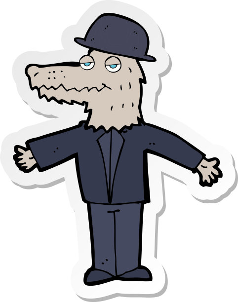 一个卡通狼人的帽子贴纸图片下载