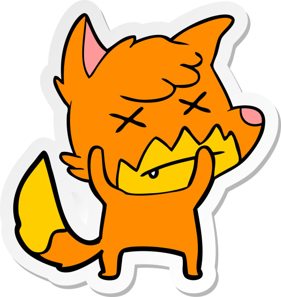 卡通死狐狸贴纸图片下载