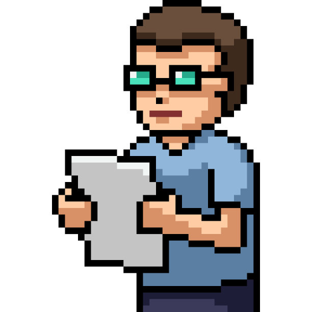 像素艺术男孩读报纸图片下载