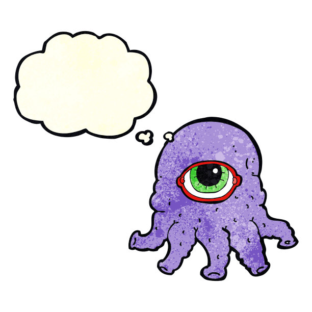 卡通外星人头与思想泡泡图片下载