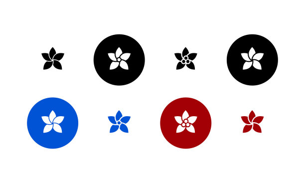 花图标设置孤立的白色背景图片下载