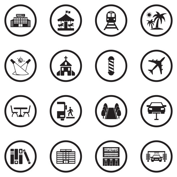 图标的地方。黑色平面圆形设计。矢量插图。图片下载