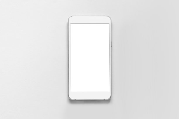 白色智能手机，空白屏幕隔离在白色背景的应用程序设计模型图片下载