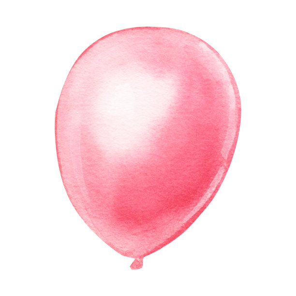 粉红色的节日气球。手绘水彩插图。孤立在白色背景上。生日快乐，情人节图片下载