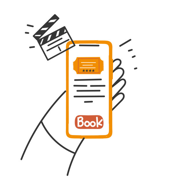 手绘涂鸦在线电影票预订在手机上图片下载