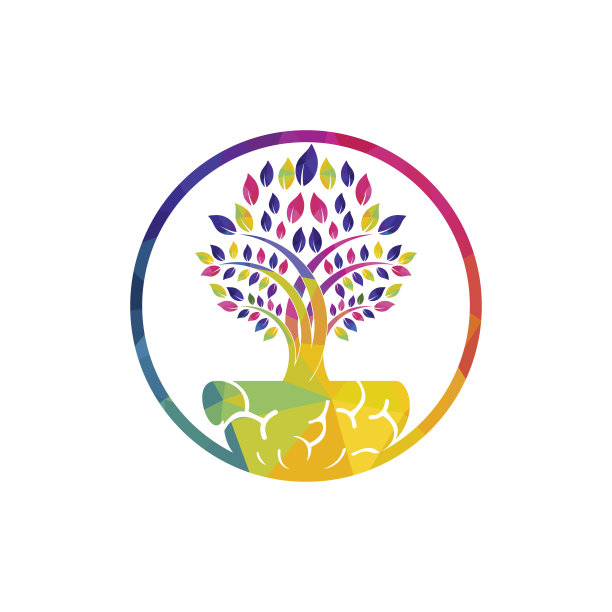 智能成长标志设计。由大脑植物生长的图标logo设计。图片下载