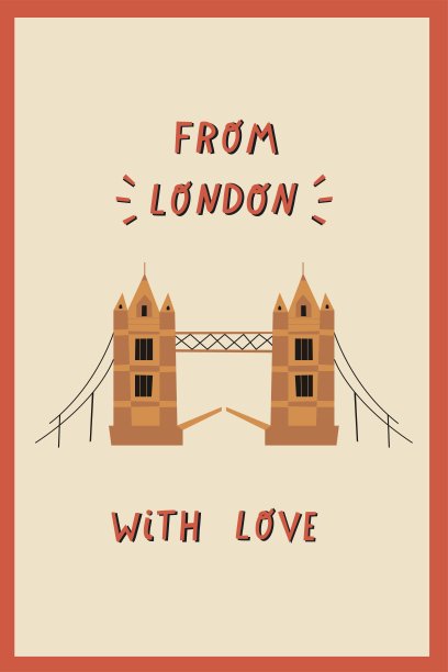 伦敦塔桥矢量明信片图片下载