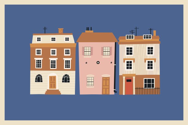 欧洲砖房矢量插图图片下载