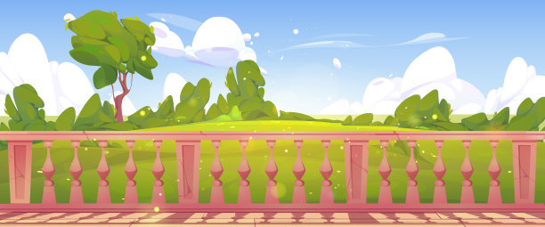 带大理石栏杆和景观的家庭露台图片下载