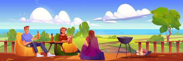 朋友烧烤周末休闲，年轻人放松身心图片下载