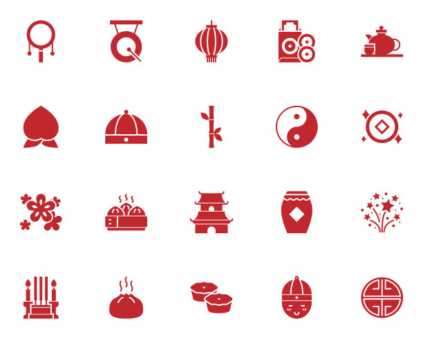 一套中国新年图标图片下载