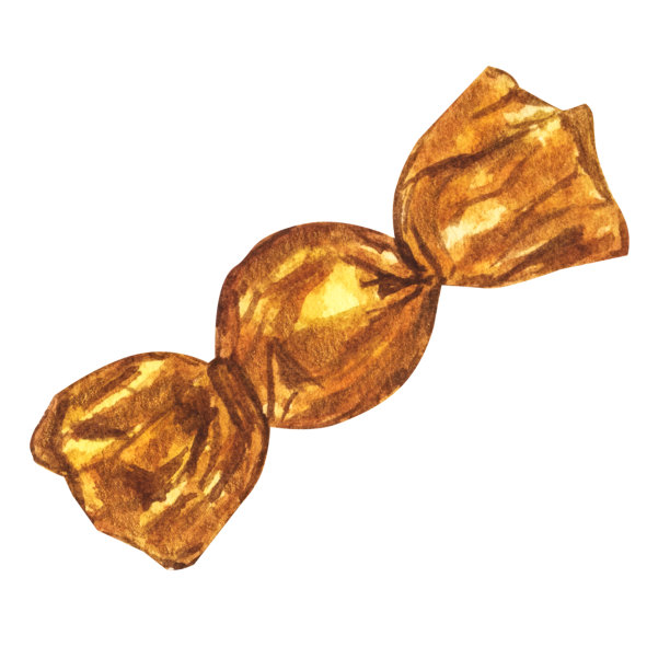 巧克力糖果在金色光泽的包装纸箔。手绘水彩插图。适用于纺织品、包装纸、壁纸等设计图片下载