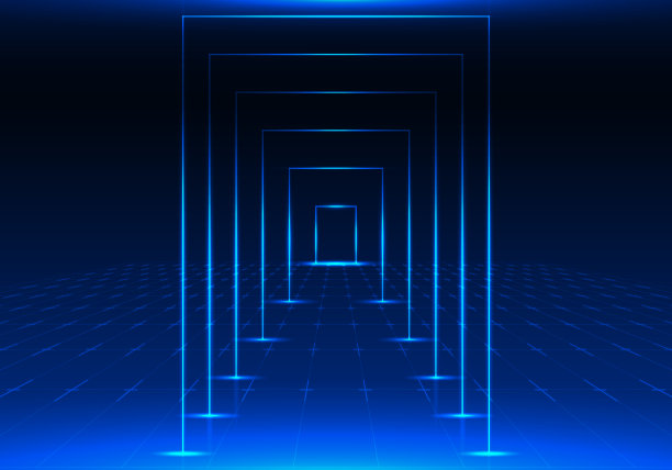 技术走廊代表了网络互联网系统的最大效率。使用几何线条来增加趣味。图片下载