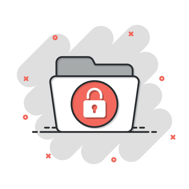 漫画风格的文件文件夹权限图标。孤立背景上的文档访问卡通矢量插图。秘密档案飞溅效果招牌经营理念。图片下载