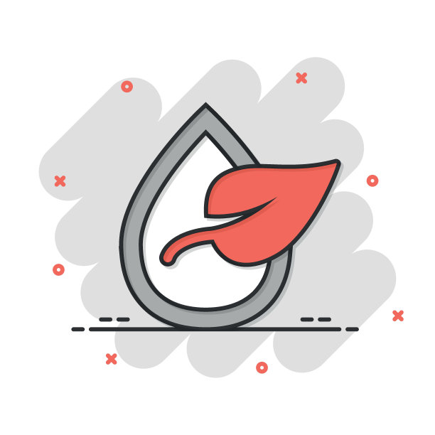 自然滴水图标在漫画风格。白色孤立背景上的液体卡通矢量插图。水滴飞溅效果经营理念。图片下载