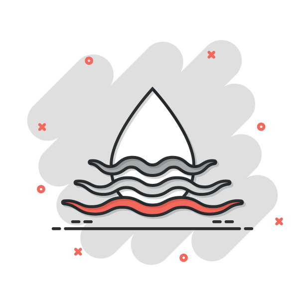 水滴图标在漫画风格。白色孤立背景上的液体卡通矢量插图。水滴飞溅效果经营理念。图片下载