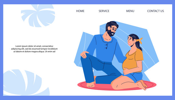 产前课程为未来父母网站横幅模板，平面矢量。图片下载