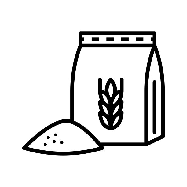 面粉包图标。纸面粉包装。象形文字孤立在白色背景上。图片下载