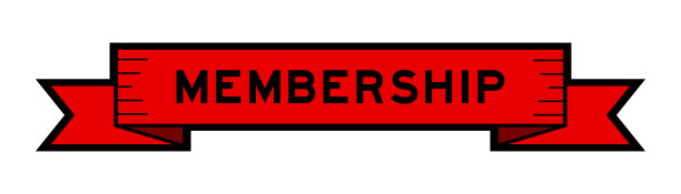 彩带标签横幅与字成员在红色的白色背景图片下载