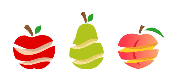 雕刻水果套装。苹果，梨，桃子切片。健康饮食和生活理念。图片下载