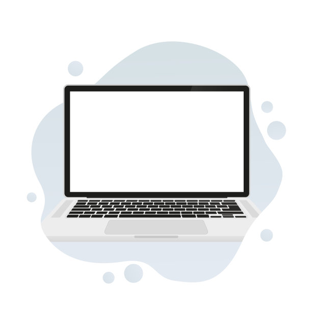 笔记本电脑与白色隔离背景的白色屏幕。矢量图图片下载