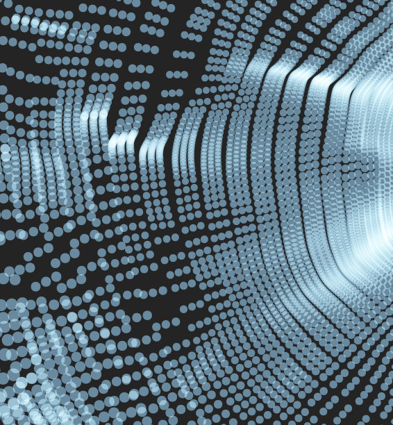 带有动态粒子的抽象背景。圆形网格图案。用于商业、科学或技术的3d矢量插图。图片下载