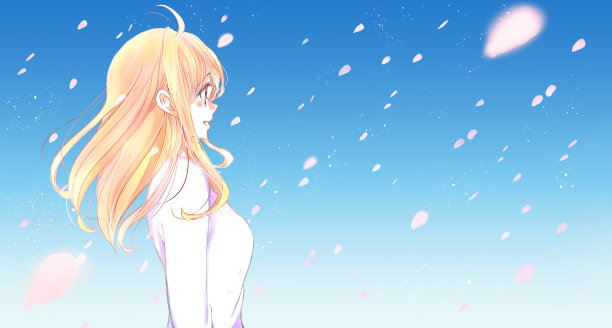 一个在樱花风暴中表情平静的女人图片下载