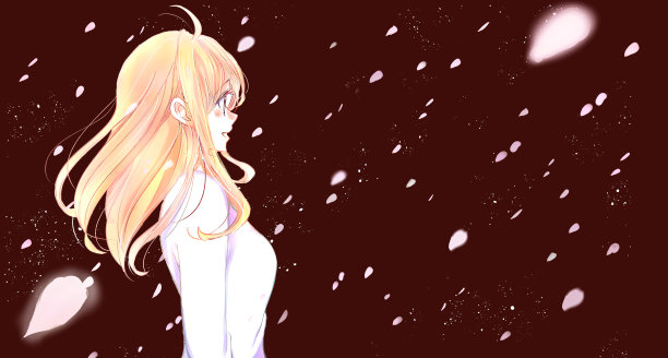 一个在樱花风暴中表情平静的女人图片下载