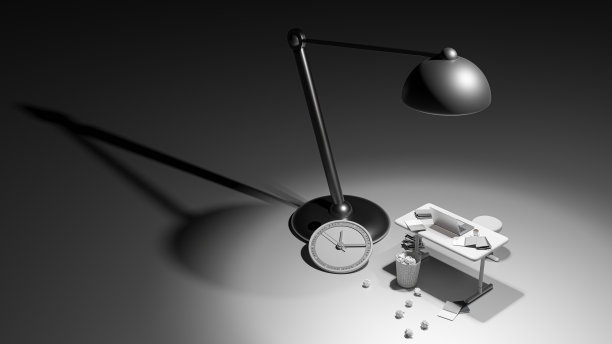 工作台位于灯下。图片下载